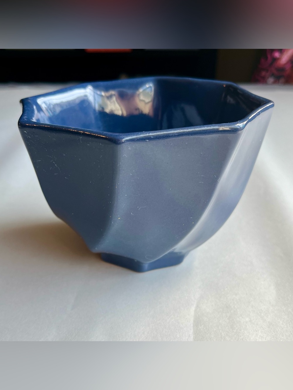 Vintage Frankoma Pottery Handmade Blue Swirl 178 Bowl 5x3.5"